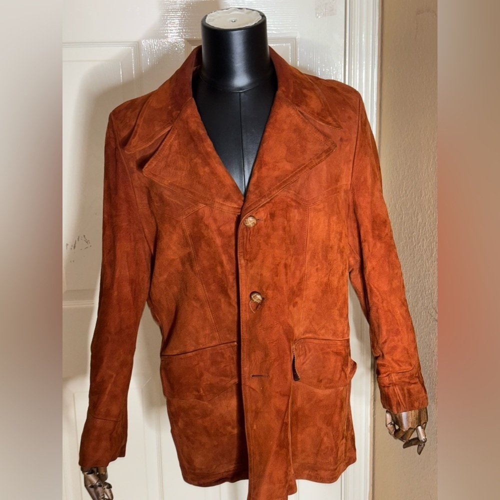 1970's Silton Mens Suede Leather Blazer Sport Coat Jacket 44 - Picture 5 of 10